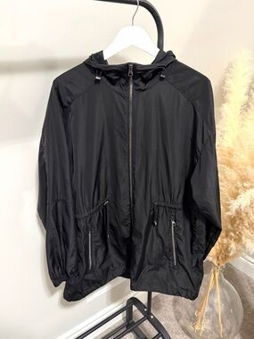 Zara Black Lightweight Hooded Windbreaker Jacket